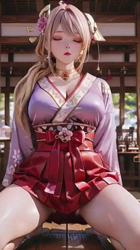 Blonde Goddess in the Japanese Corridor, Lazy Gazes, Hand on Hips, Sunlight Drenching Her Skin.