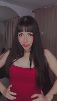 Brunette Hair and Red Dress