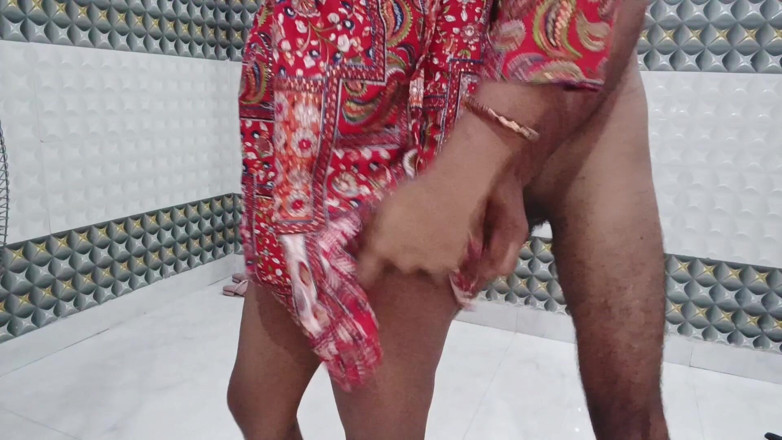LateralChain349: Real casal indiano sexo quente em vestido vermelho - boquete, garganta...