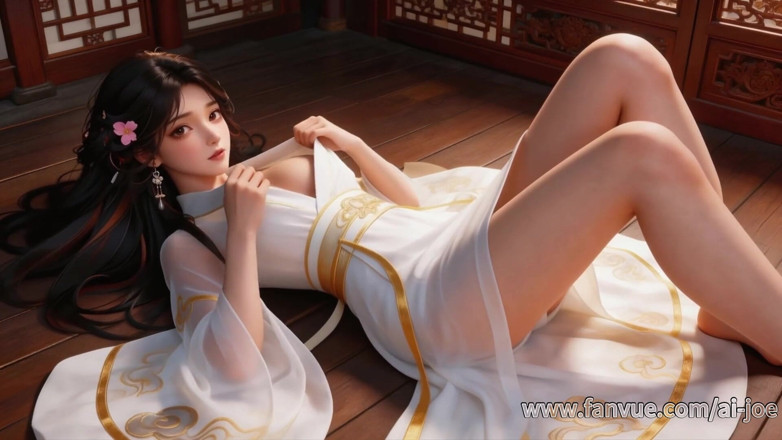 AI-JOE: Une Chinoise en costume ancien, meilleure pipe, 3p, et stimulation des...