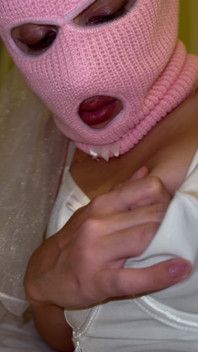Pink Balaclava Girl Sensually