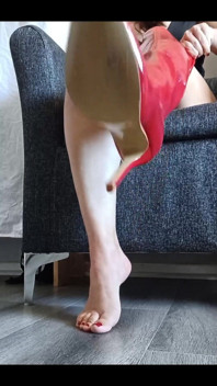 Putting My Red Thigh High Boots on Without Socks