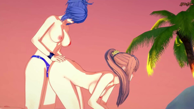 Hentai Smash: Natsuru Senou strapon fucks Kaede Sakura at the beach until...