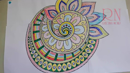 Regina Noir: Indian nudist sketching Indian pattern. Mandala. Relax music. Naked art...