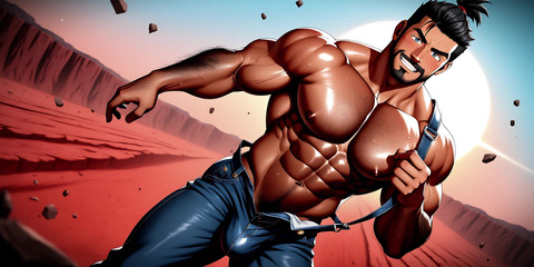 Erotic Man: 大屁股与巨大的挑逗凸起