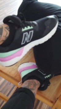 Foot slave worships tattooed feet