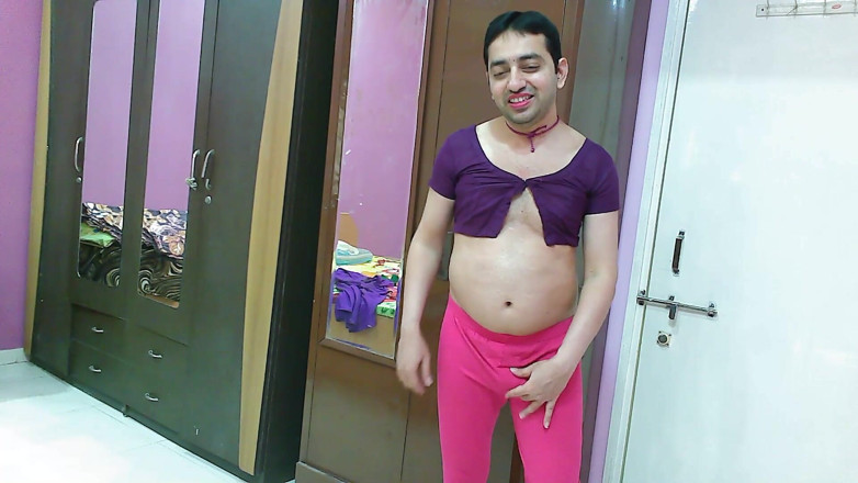Cute & Nude Crossdresser: Sweet sissy crossdresser femboy Sweet Lollipop in a top and...