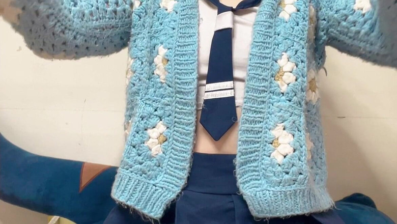 sweethanajapanese: Хана носить косплей студентки для її нової роботи, секс-камера