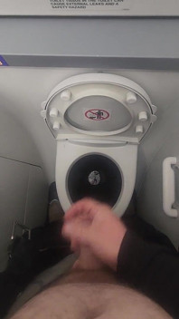 Airplane Bathroom Jerk and Cum.