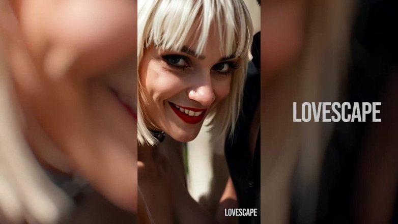 Lovescape: Блондинка смокче член біля басейну