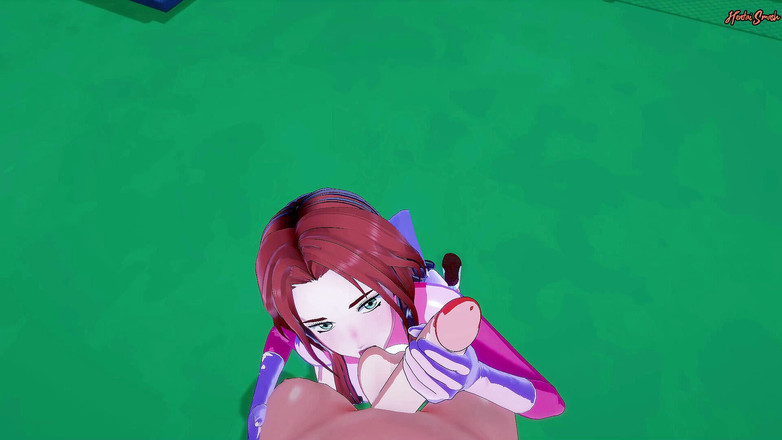 Hentai_Smash: Atom Eve follada en primer plano en una azotea Hentai...