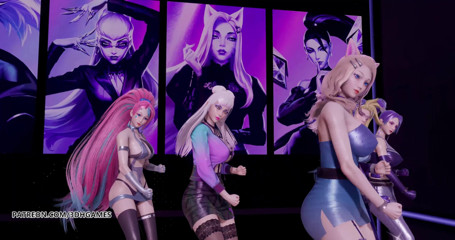 3D-Hentai Games: The baddest sexy striptease Ahri Akali Evelynn Kaisa Seraphine 3D erotic...