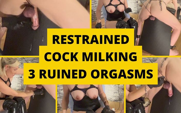 Mistress BJQueen: Une maîtresse ruine 3 orgasmes trait des esclaves une bite retenue...