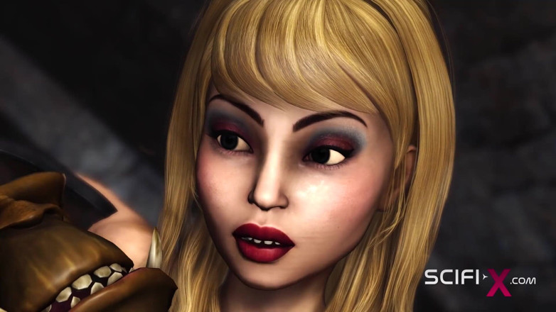 SciFi-X: Alien-monster fickt eine sexy heiße blondine im dunklen kerker hart