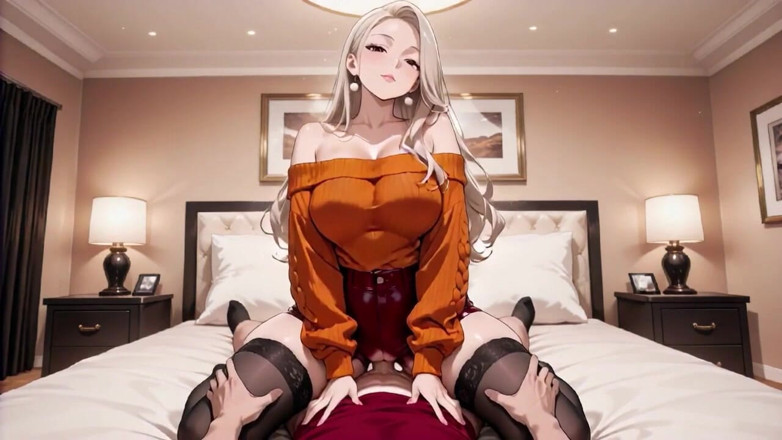 Seraphina Vale: Her Tight Orange Sweater Can't Contain the Pleasure - Hotel Bedroom...