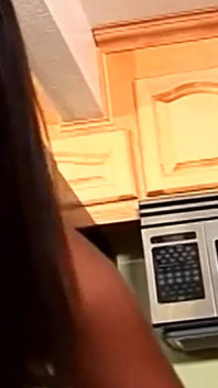Big Black Cock Has a Craving of a Black Housewife's Doggystyle Fuck in the Kitchen