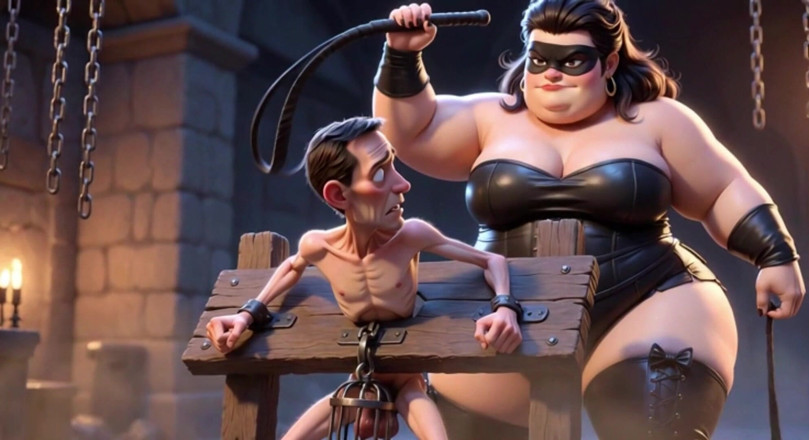 Anime Hentai: Fet dominatrix piskar slavar inburad penis - extrem förnedring
