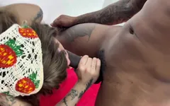 White Slut Giving It to the Black Guy in the Hair