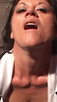 An Entire Gang of Strong Black Guys Surround a Brunette MILF and Fuck Her Raw
