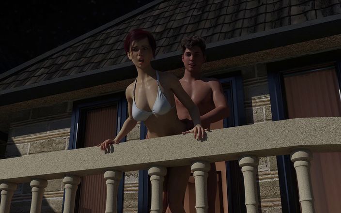 3D cartoon porn: College Kings 84 - Alex šuká paní Woodsovou zezadu na balkóně s lízáním...