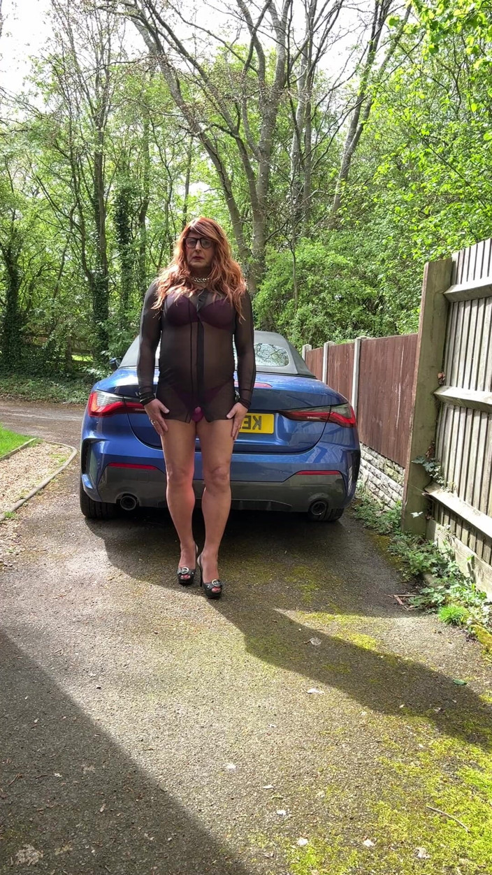 Kellycd2022: Sexy Crossdresser Kellycd2022 in Black See Thru Dress and Heels