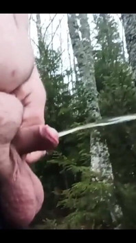 Superchub Sigma Pisses with Uncut Smegma Cock Outdoors.