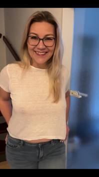 Going to Frankfurt Now Without a Bra and with a Sheer Top