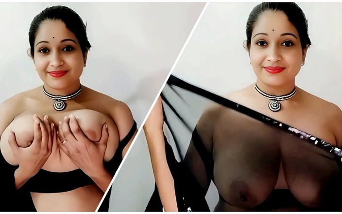 FantacyCouple: Sexy Bhabhi geneukt in hete zwarte saree