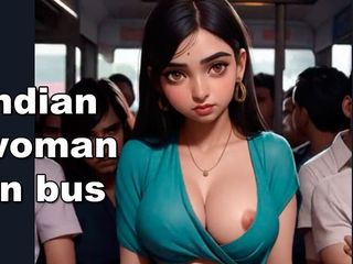 AI Fantasy Porn: Індійська жінка в автобусі, дезі студентки катаються в автобусі і трахаються в груповусі, камшот на обличчя та сарі