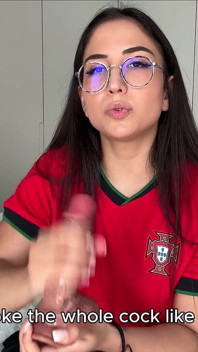 Oslavte vítězství Portugalska a vystříkněte se na mé prsa – JOI orální sex