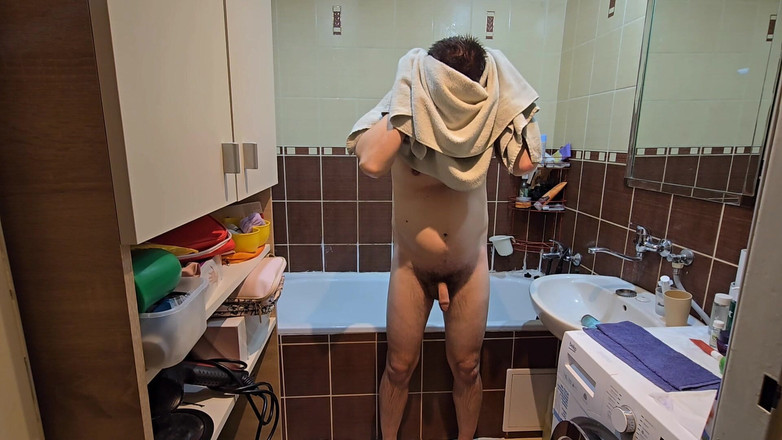 Fap_man93: 핫한 물 치료 - 퇴근 후 털이 무성한 남자의 개인 샤워 시간