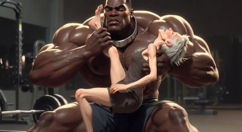 Anime Hentai: Vovó gemendo de prazer - homem negro forte chupando seus pés