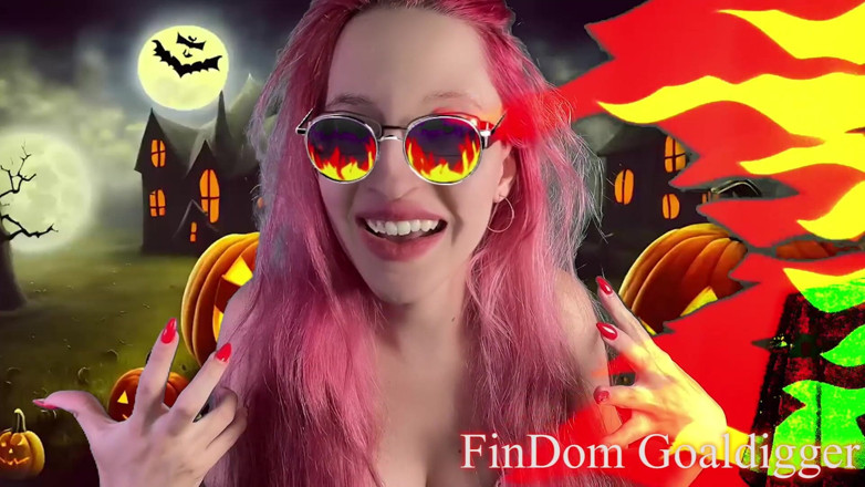 FinDom Goaldigger: Transformasi kepada banci zakar Halloween yang dipadam