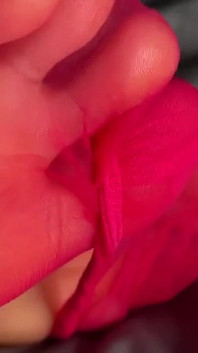 Pink Foxx enlève ses bas nylon roses