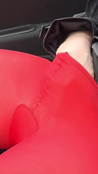 No Panty in Red Pantyhose