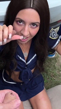 Fake Police Girl Gets Fucked Hard in the Woods by Three Strangers