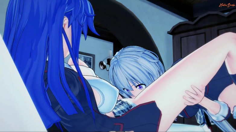 Hentai Smash: Tsubasa Kazanari rides Futa Chris Yukine’s girl dick, cums in...
