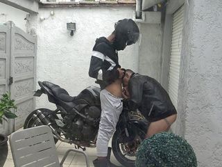 Gaybareback: French twink fucked by straight motorbiker