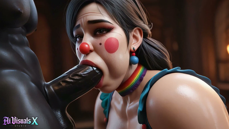 AI Visuals X: Clown Makeup MILF Had a Good Day, 100% Ai Generated