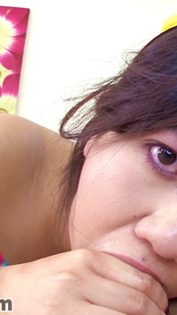 Cute Asian teen Carmina Kai POV facial blowjob
