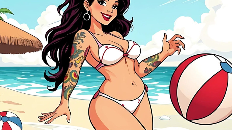 AI Porn: Sexy Tattoo Art Bikiny Babes