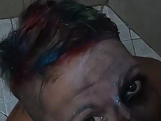 Thumbnail of Washing off Halloween Face Paint with Pee & Cum in Mouth