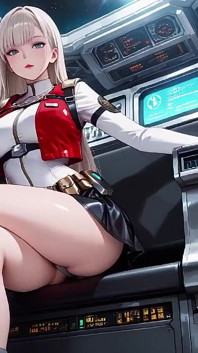 Private Moments Inside the Futuristic Spaceship Where Her White Uniform Is Stretched to Perfection
