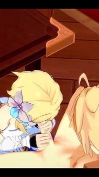 Genshin Impact Hentai - Aether și Lumine supt și futai - 3D anime desene animate video porno