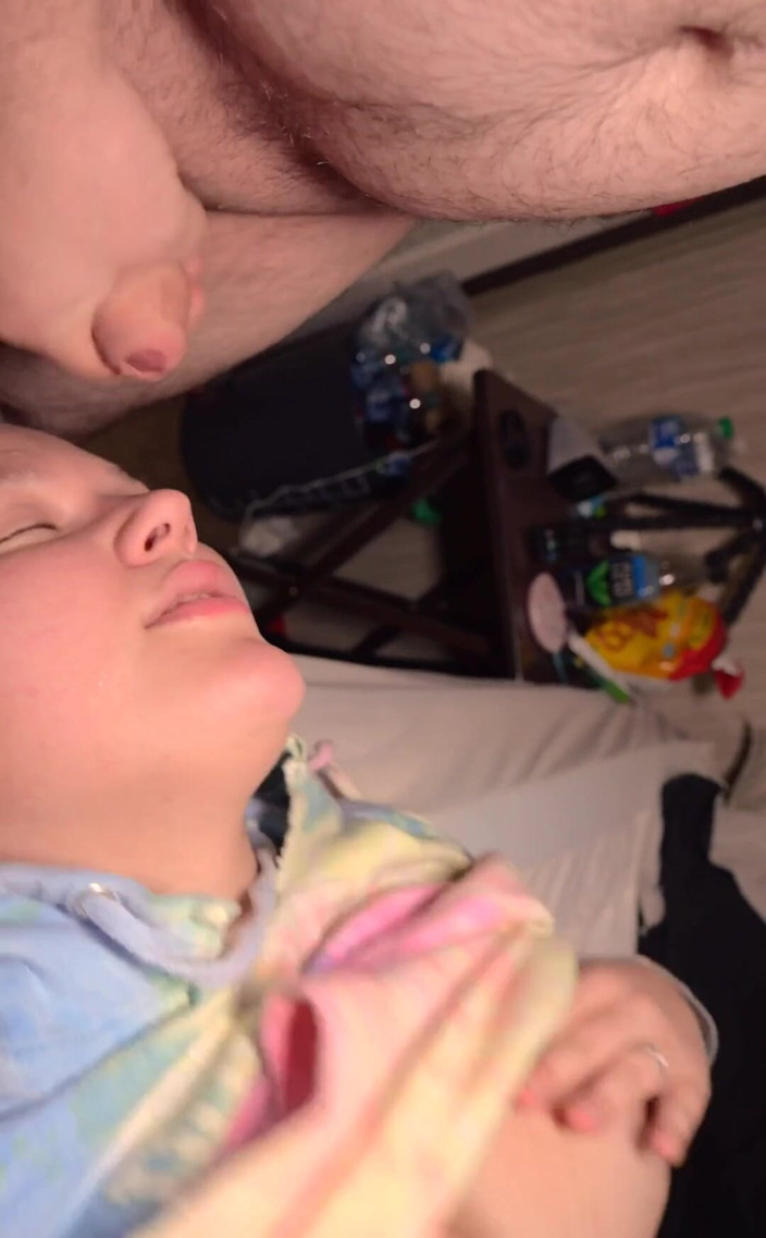 Funhousewife69: Housewife Gagging on Cock Upside Down, Sucking at the Edge...