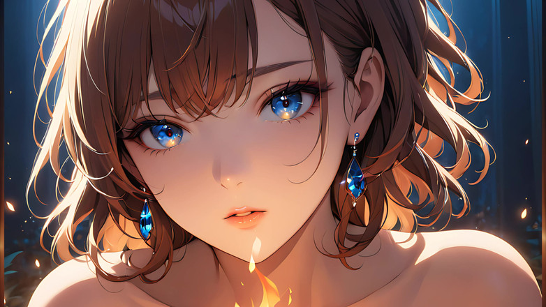 LustRender: Поцілунок Ембер: красива молода жінка, освітлена крихітним полум'ям