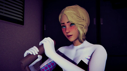Waifu club 3D: Gwen szarpie kutasa, aż skończysz