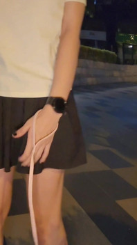 Caged Sissy with Anal Toy Walking the Cat