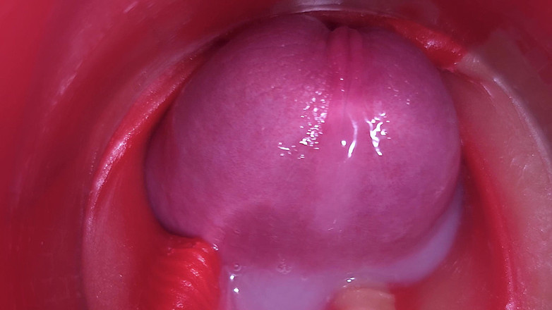 Creme sperm: Super sperma i vagina. Utmärkt intern kamera