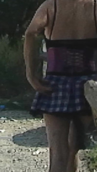 Recycling Outing... Naughty in Miniskirt and Tail Plug